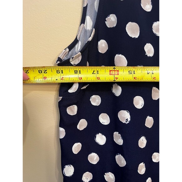 ST JOHN NAVY BLUE POLKA DOT Neck Tie Silk Blend Sleeveless BLOUSE TOP Size 14 - Picture 4 of 10